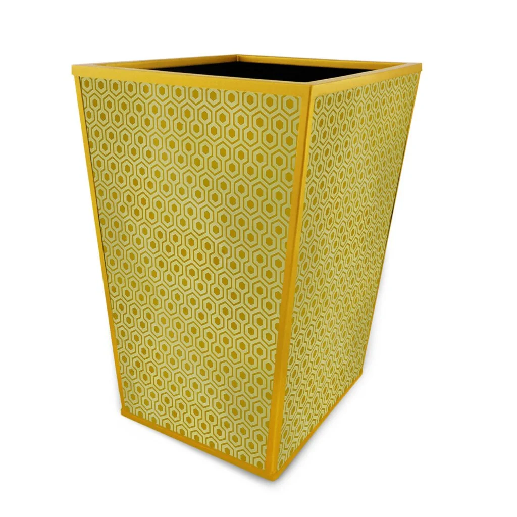 Bathroom trash bin - Gold leaves with black background