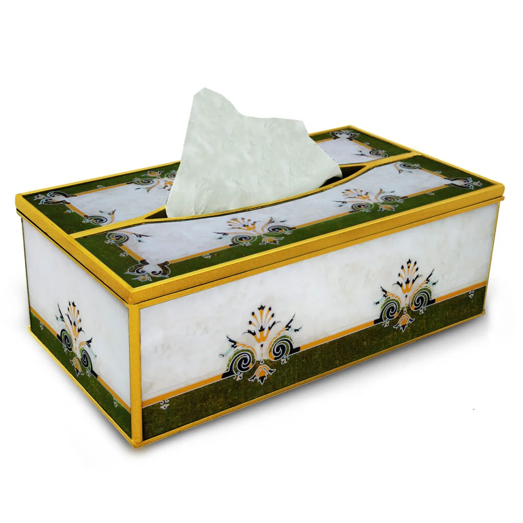 Bathroom trash bin - Gold leaves with black background